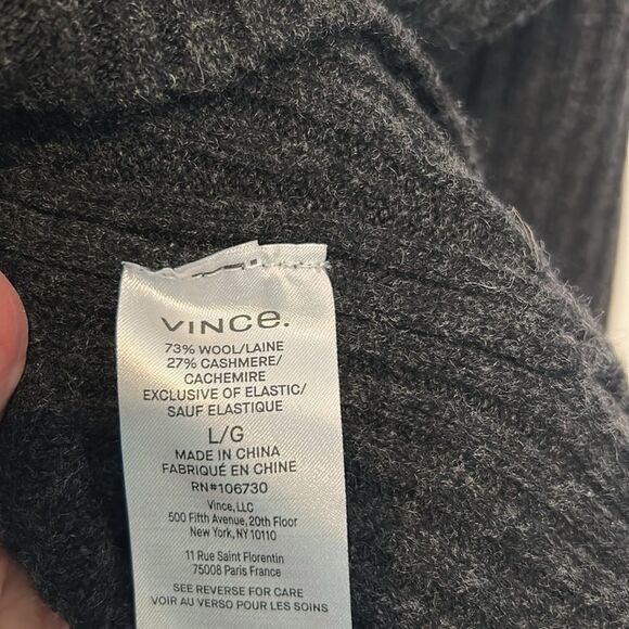 Vince Women Cashmere Wool Sleeveless Ribbed Tunic Sweater Heather Charcoal large - Picture 7 of 9